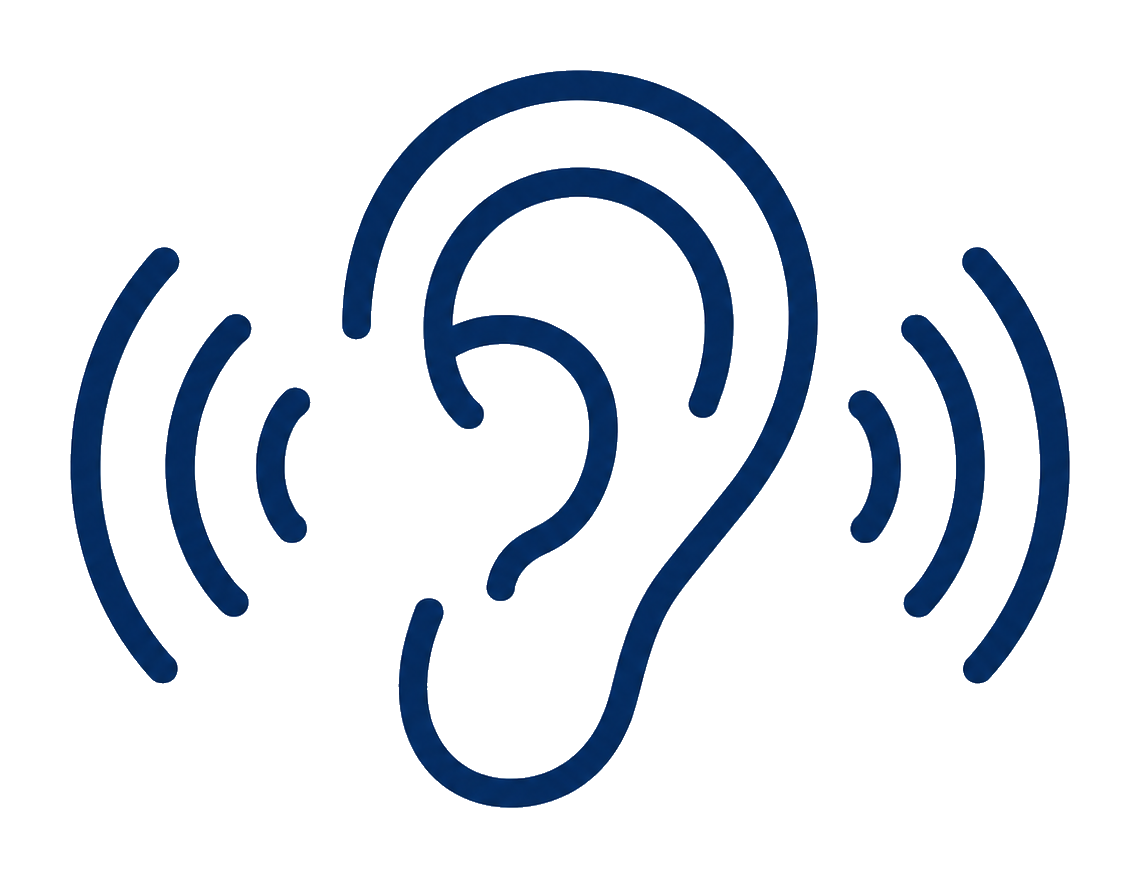 Illustration showing ringing or tinnitus symptoms